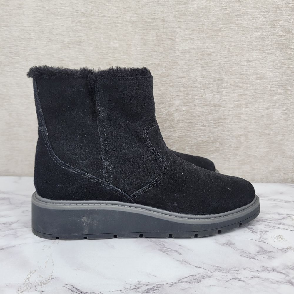 Clarks Women's Ivery Opal Ankle Boot Black Warm Lined Suede